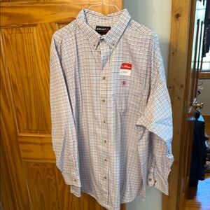 NWT Ariat Men's Featherlight Blue and Red Checkered Long sleeve Work Shirt